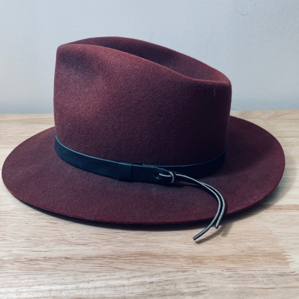 Park Royal Hats Burgundy 100% Wool Felt Fedora Black Leather Band Made in USA M - Picture 3 of 11